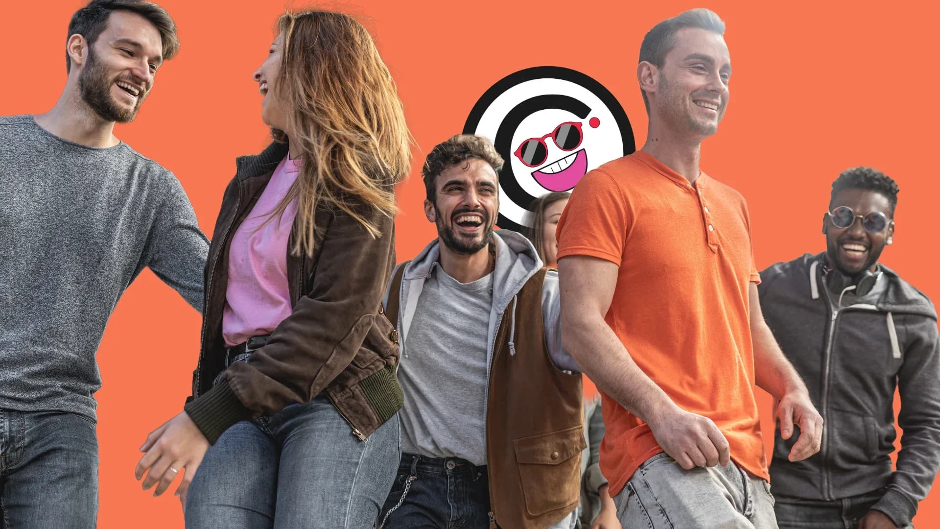 Grupo de amigos compartiendo un momento feliz un domingo