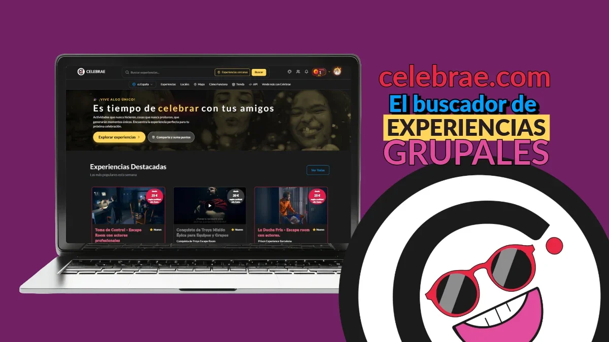 Logo de Celebrae con un grupo de personas disfrutando de una experiencia