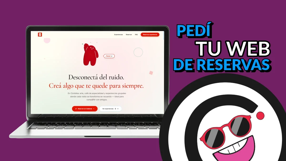 Una landing page profesional de Celebrae mostrando opciones de reserva online para un negocio