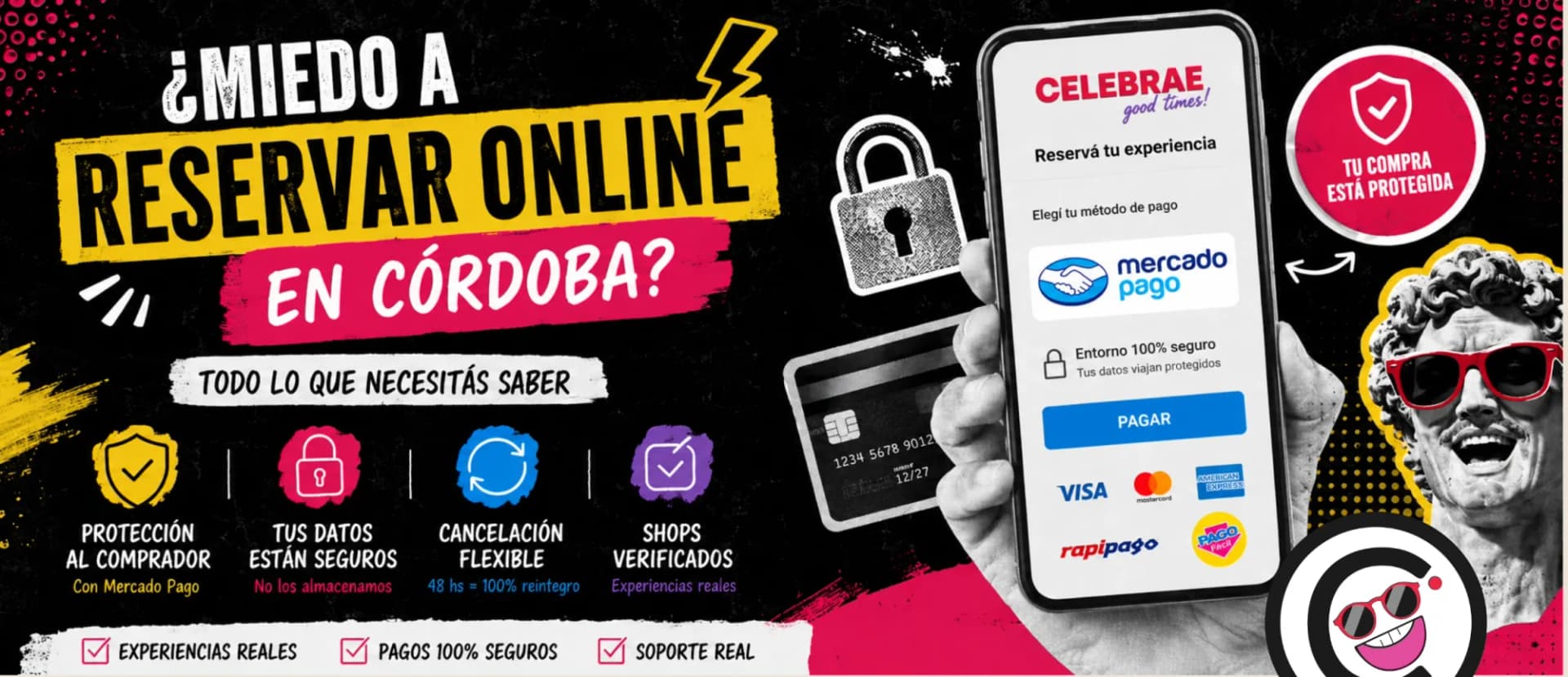 protección al comprador en Celebrae con Mercado Pago - Córdoba