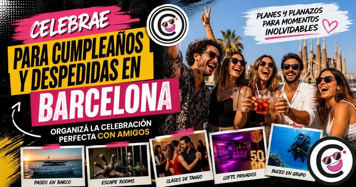 Grupo de amigos celebrando un cumpleaños o despedida en Barcelona con Celebrae