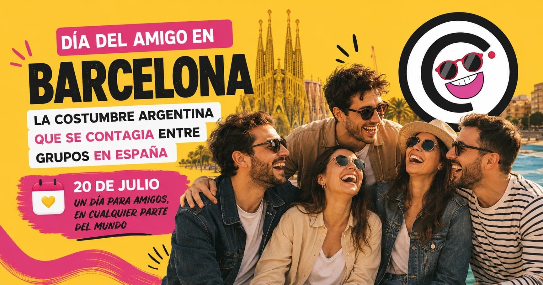 Grupo de amigos celebrando en Barcelona