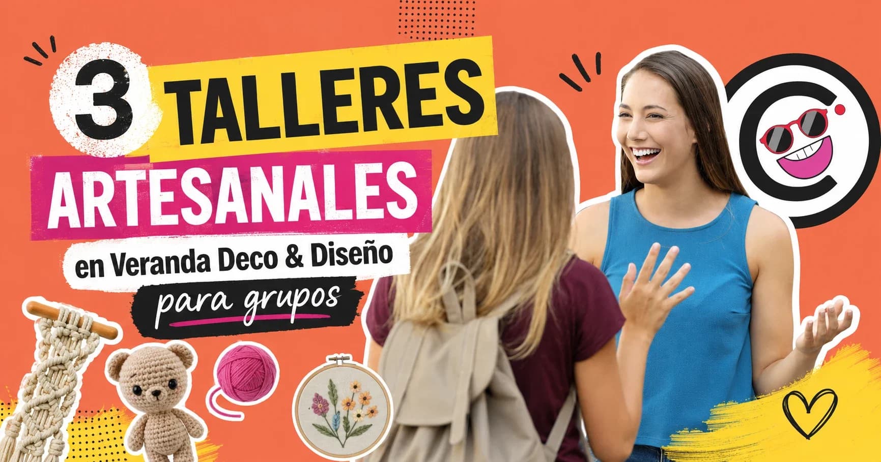 Grupo de amigas tejiendo amigurumis en un taller de Veranda Deco & Diseño en Córdoba