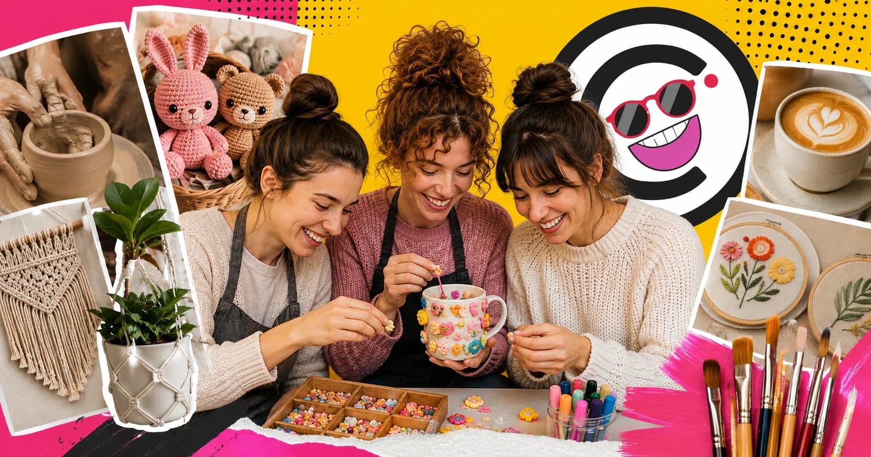 Los tres espacios creativos de Córdoba: Veranda Deco & Diseño, CREA Espacio Creativo y Café, Hilarte — collage comparativo