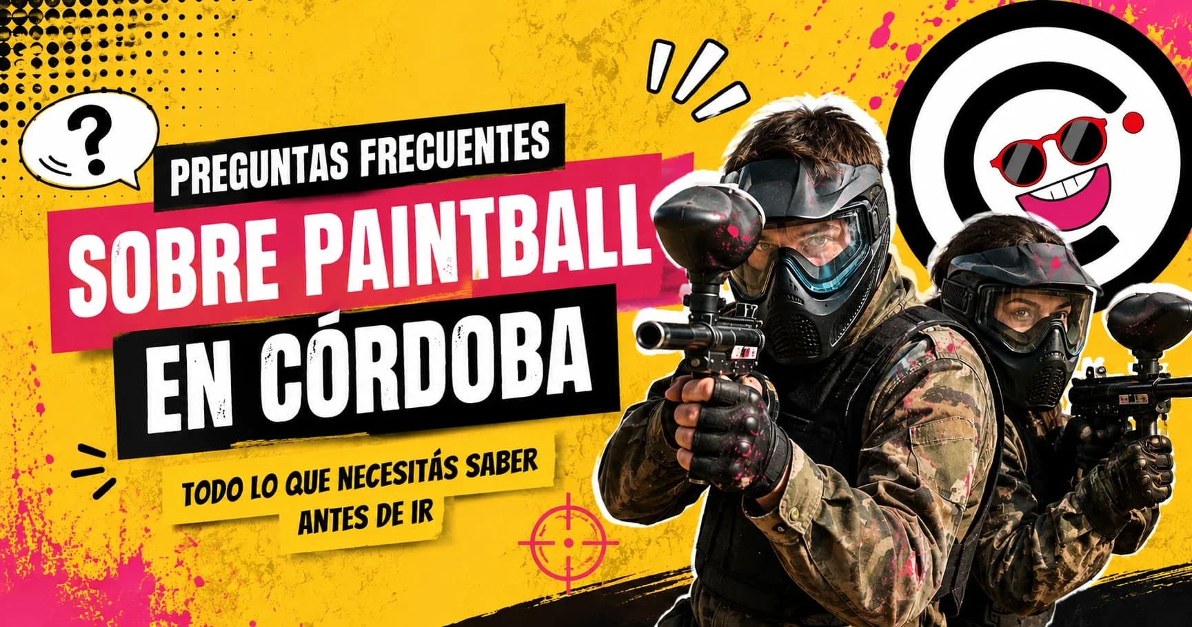 Grupo de amigos jugando paintball en un campo al aire libre
