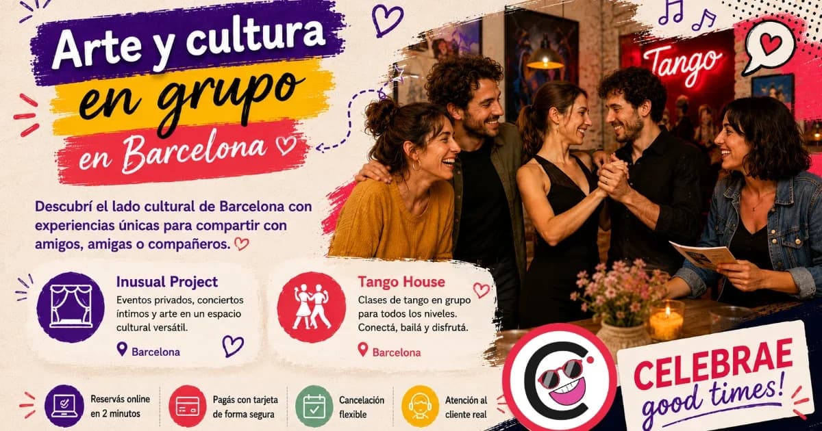 Grupo de amigos disfrutando de una experiencia cultural en Barcelona