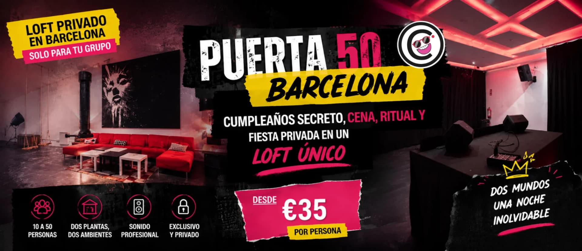 Loft privado Puerta 50 en Barcelona con gente celebrando