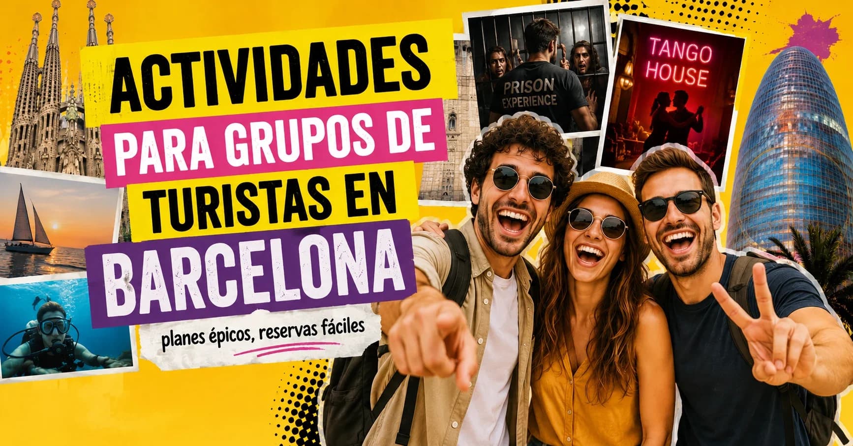 Grupo de turistas disfrutando de una actividad en Barcelona