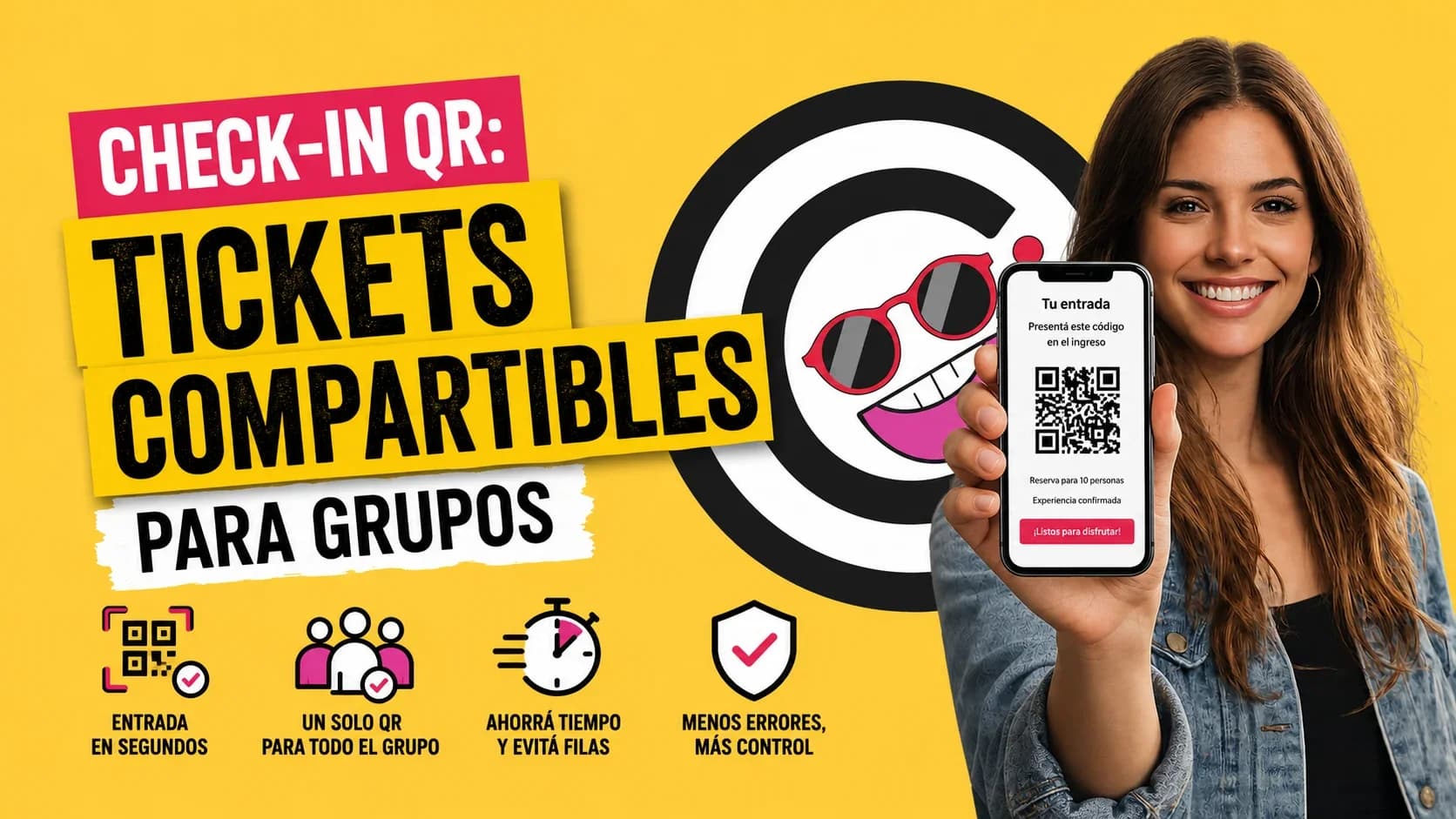 Imagen de un código QR siendo escaneado en un dispositivo móvil, simbolizando el check-in rápido para grupos.