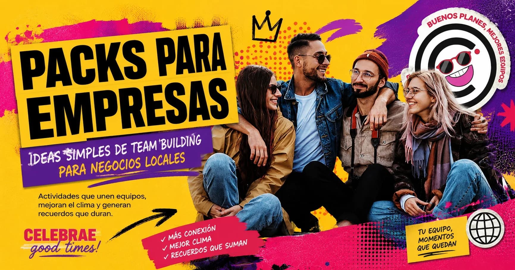 Grupo de personas realizando una actividad de team building en un negocio local
