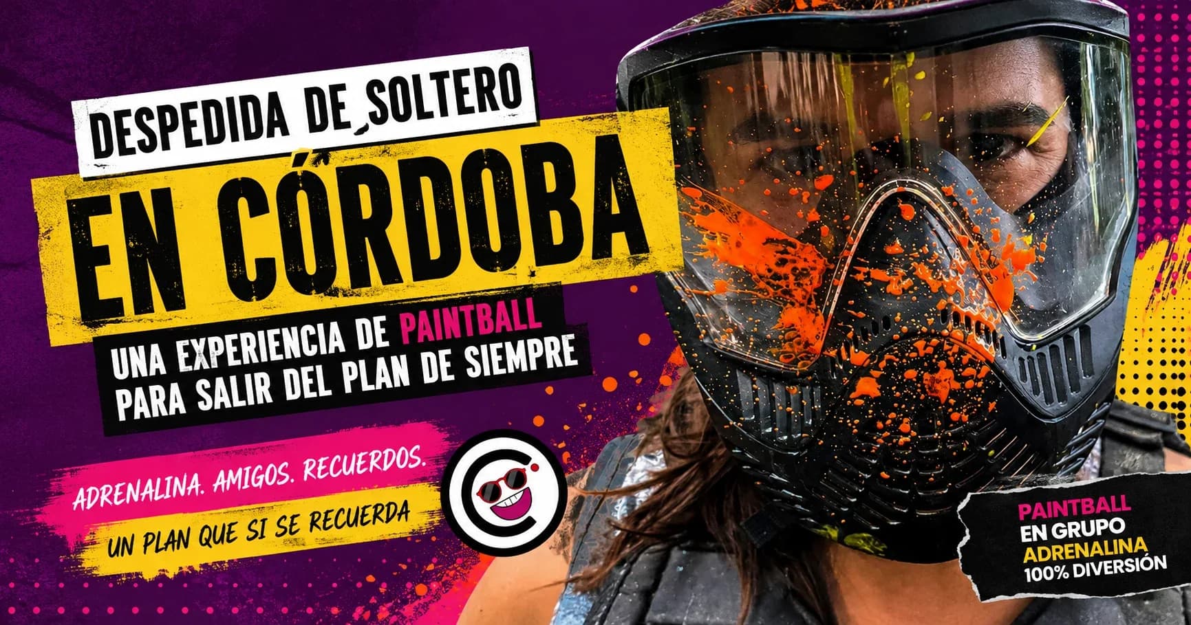 Grupo de amigos jugando paintball en una despedida de soltero en Córdoba