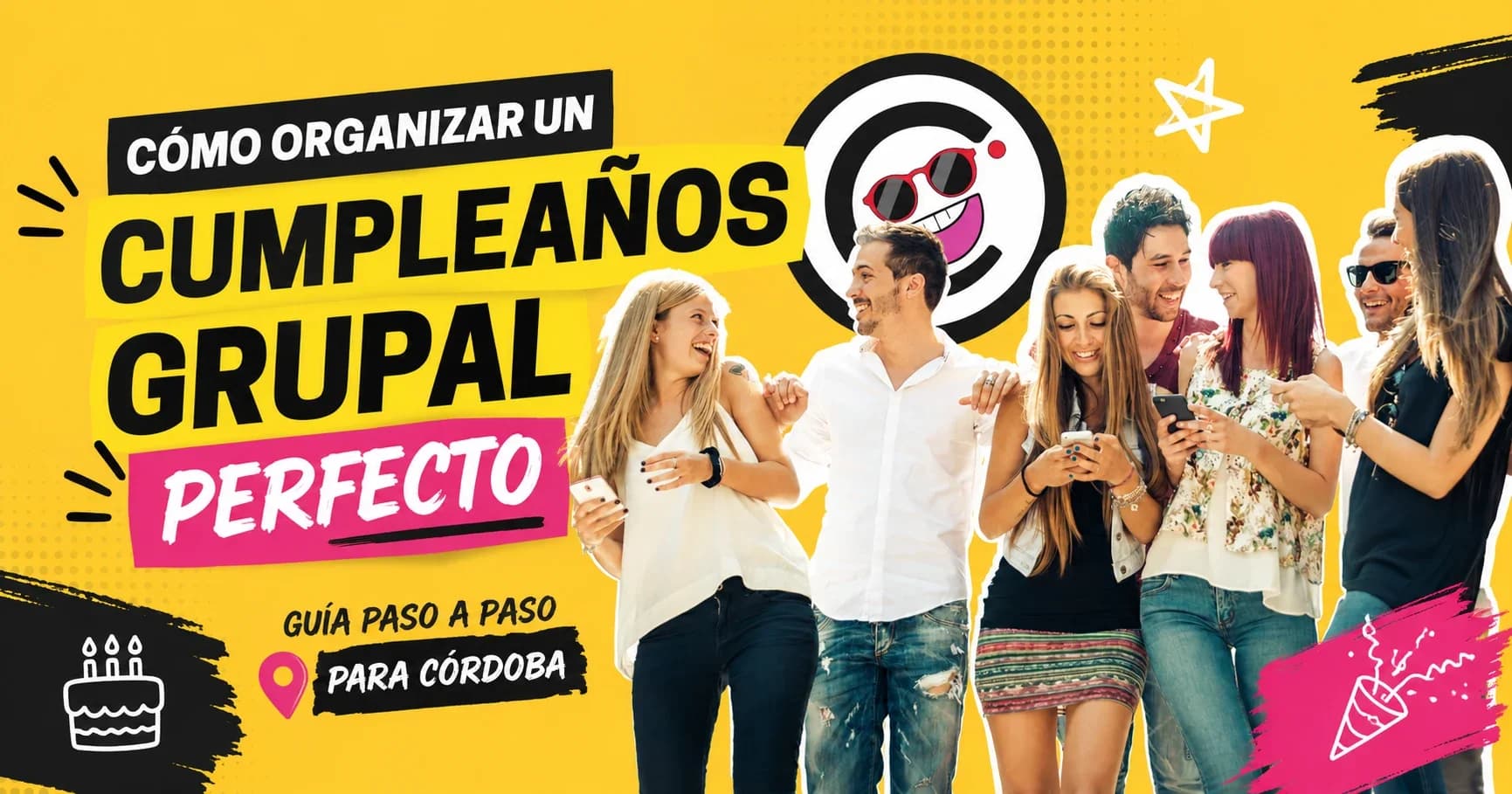 Grupo de amigos celebrando un cumpleaños con una experiencia grupal en Córdoba