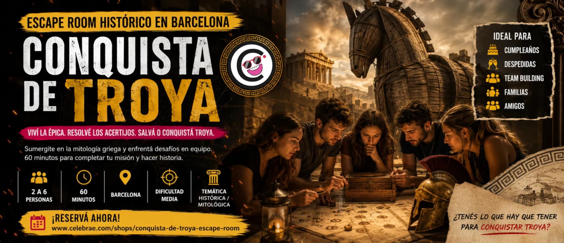 Imagen destacada del escape room Conquista de Troya en Barcelona