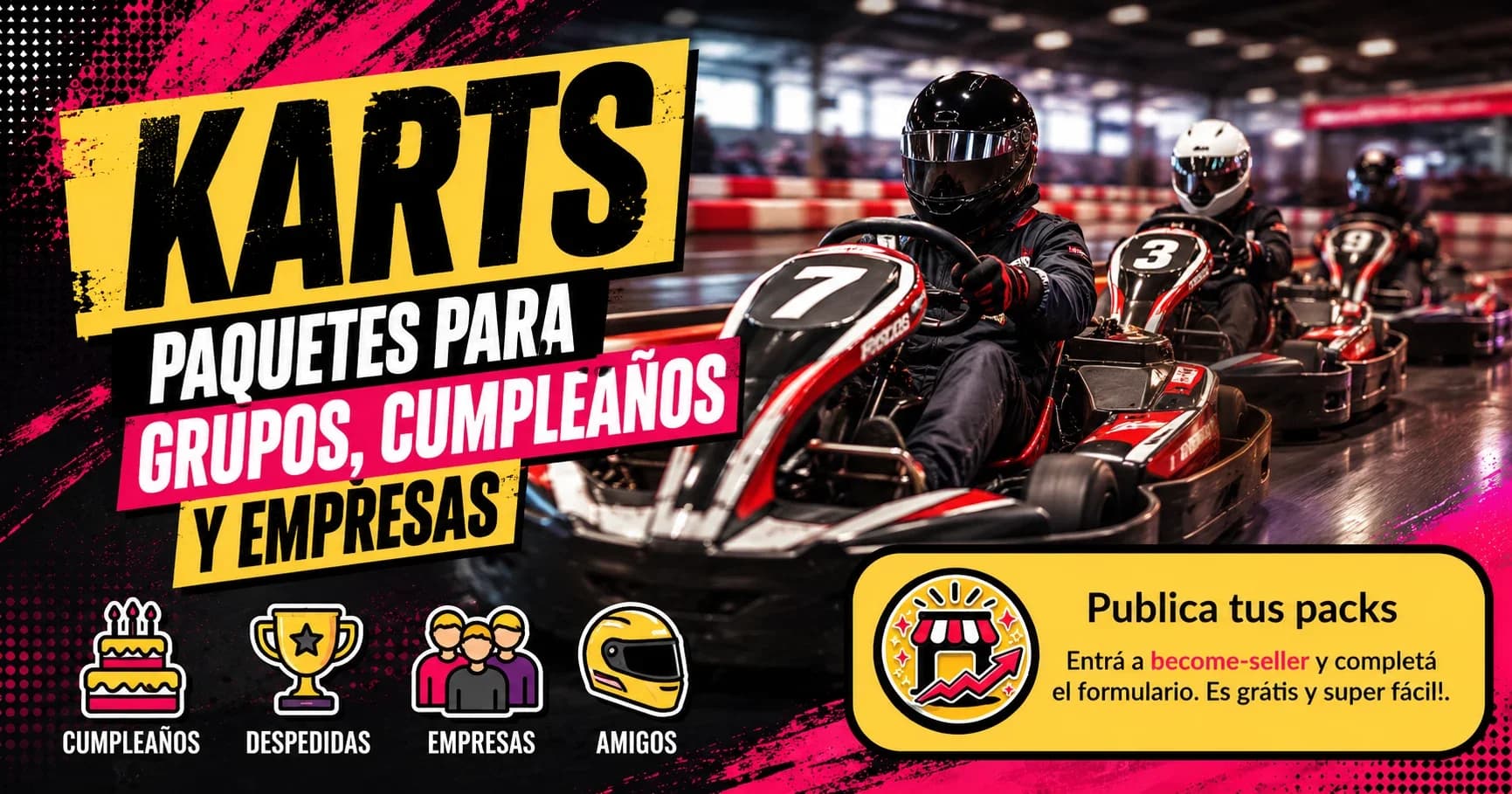 Pista de karts con personas compitiendo
