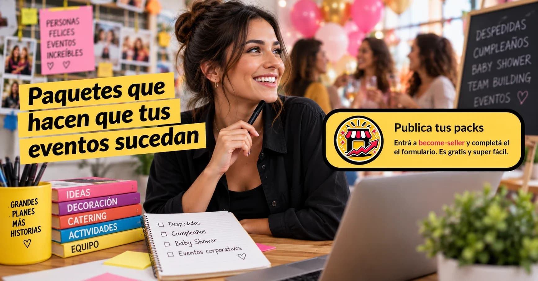 Organizador de eventos coordinando una celebración para grupos
