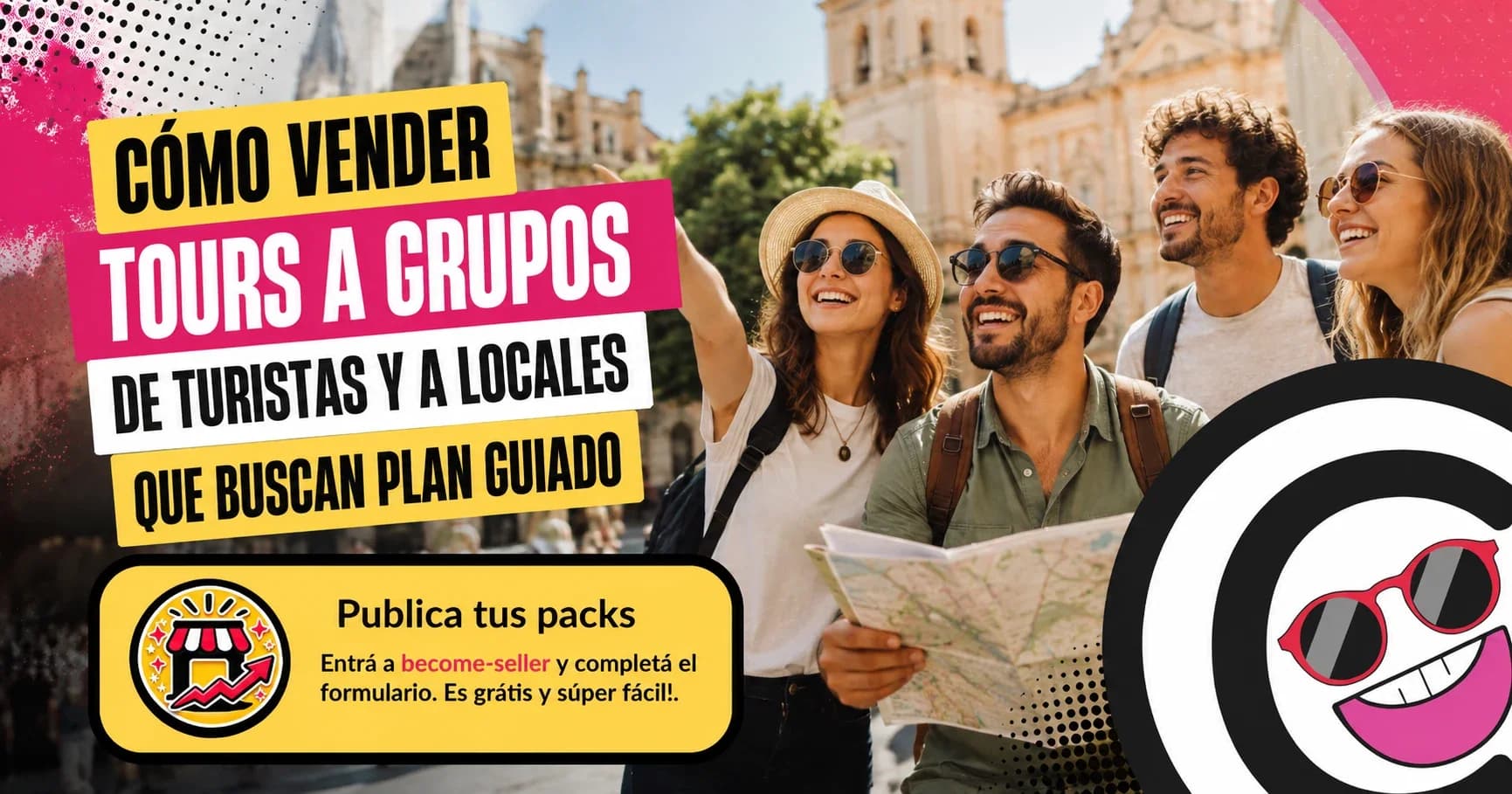 Grupo de personas haciendo un tour guiado en la ciudad