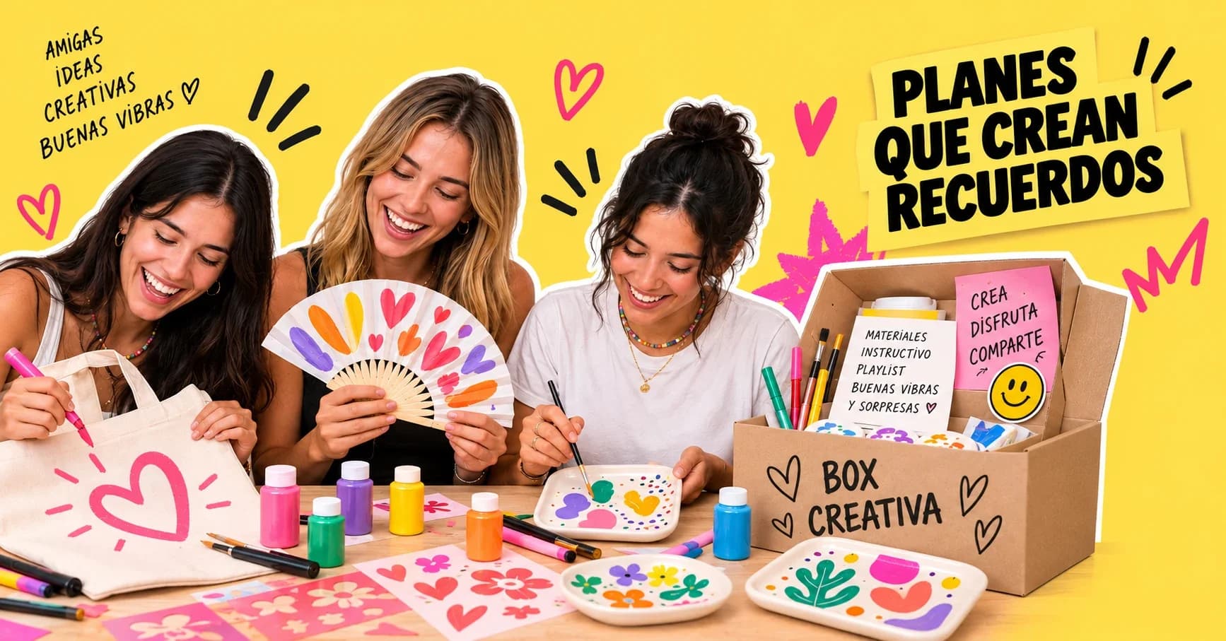 Box creativa de Handmade Córdoba con materiales para estampar en grupo