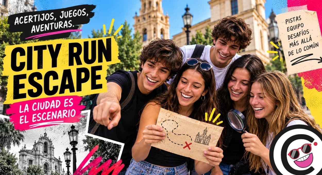 Equipo jugando City Run Escape recorriendo la ciudad en Scapeway Córdoba