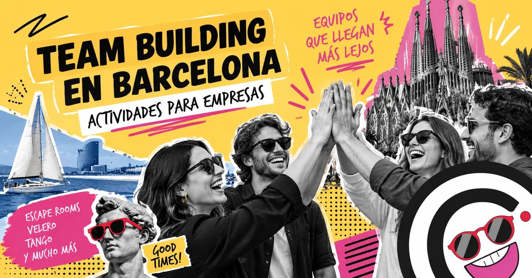 Equipo de trabajo realizando actividad de team building en Barcelona