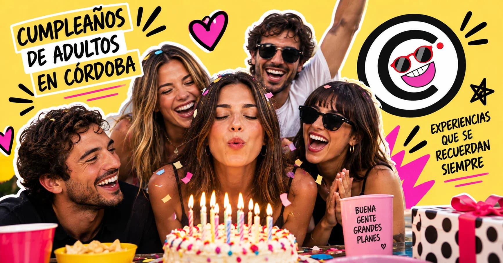 Grupo de adultos celebrando un cumpleaños de forma original en Córdoba