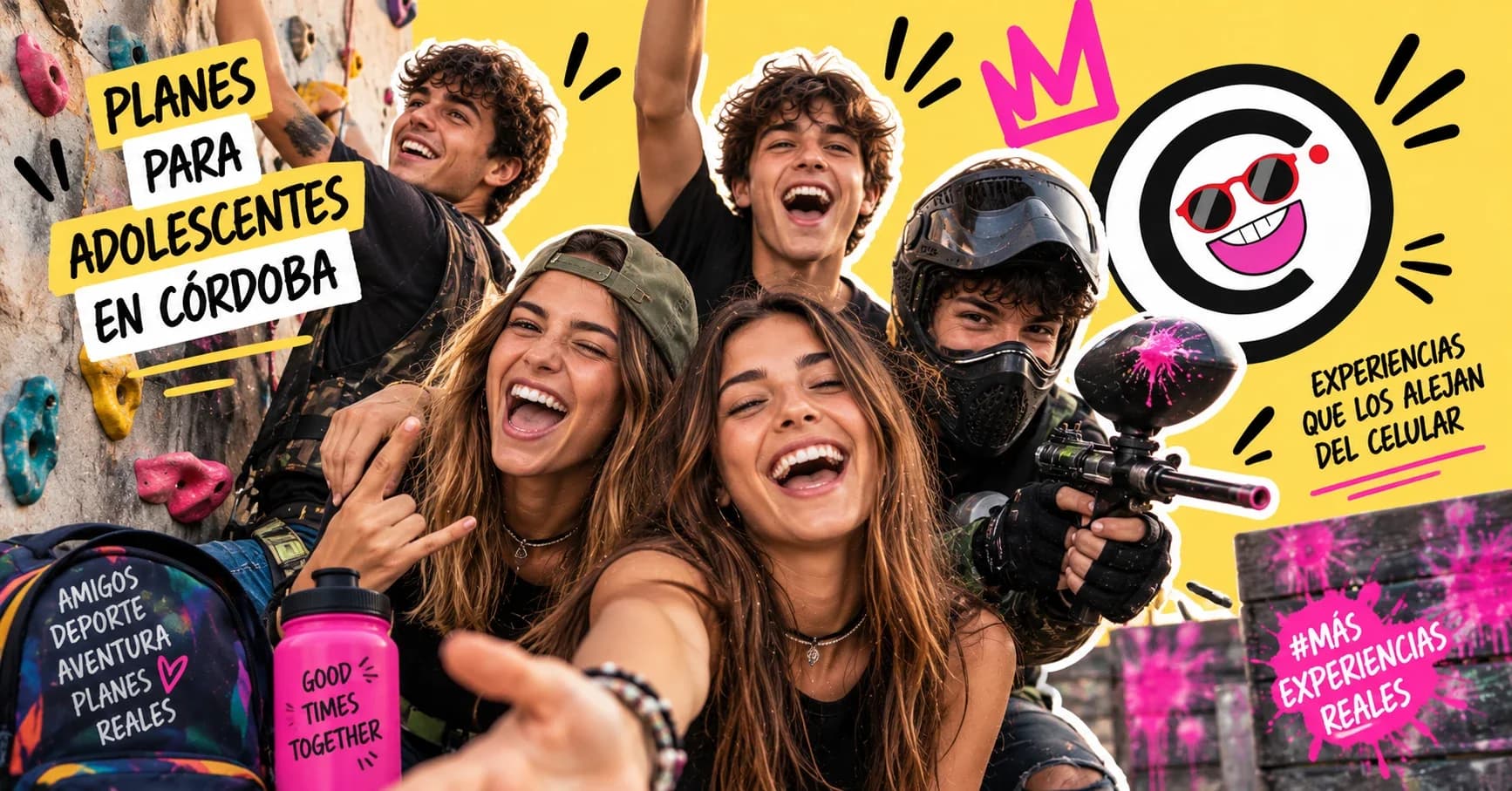 Grupo de adolescentes divirtiéndose en una actividad al aire libre en Córdoba