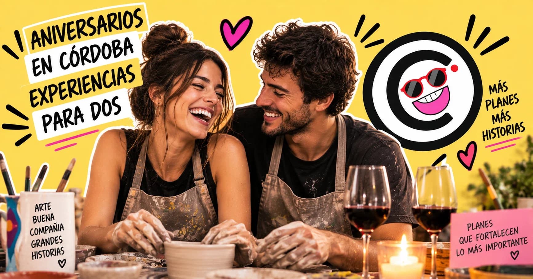 Pareja celebrando aniversario con una experiencia en Córdoba