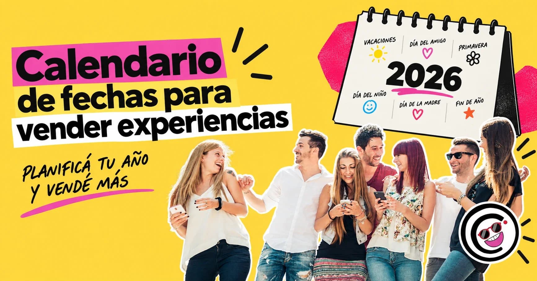 Calendario con fechas importantes marcadas y elementos festivos