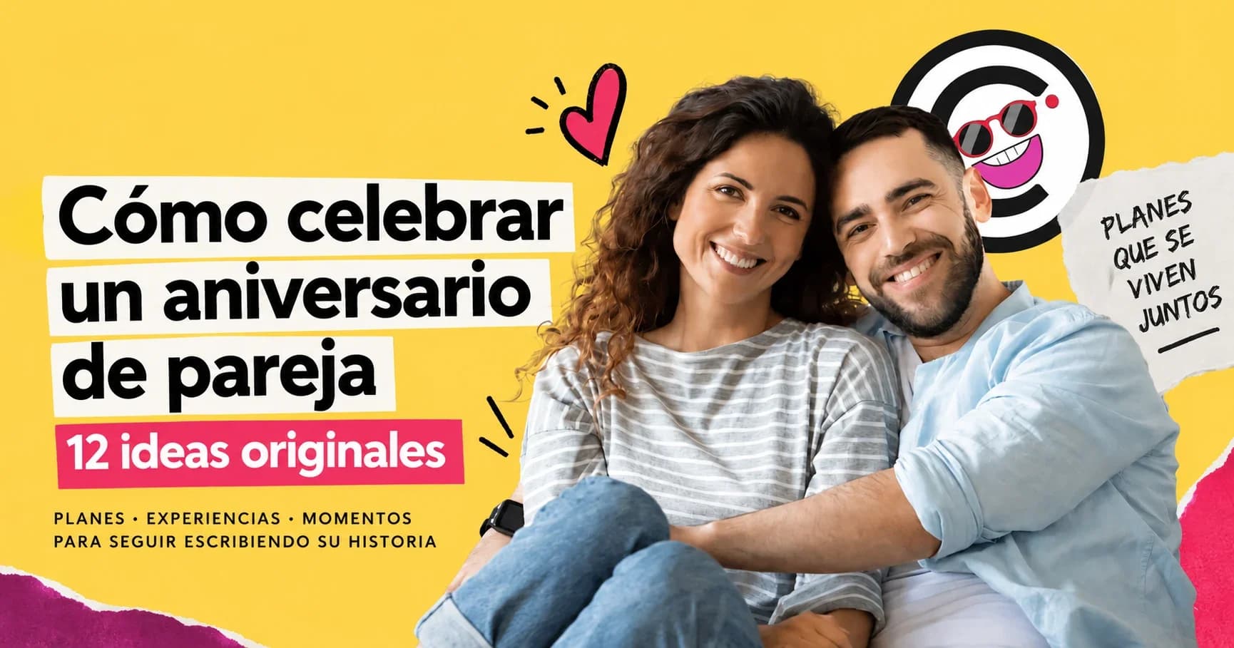 Pareja celebrando su aniversario con un brindis