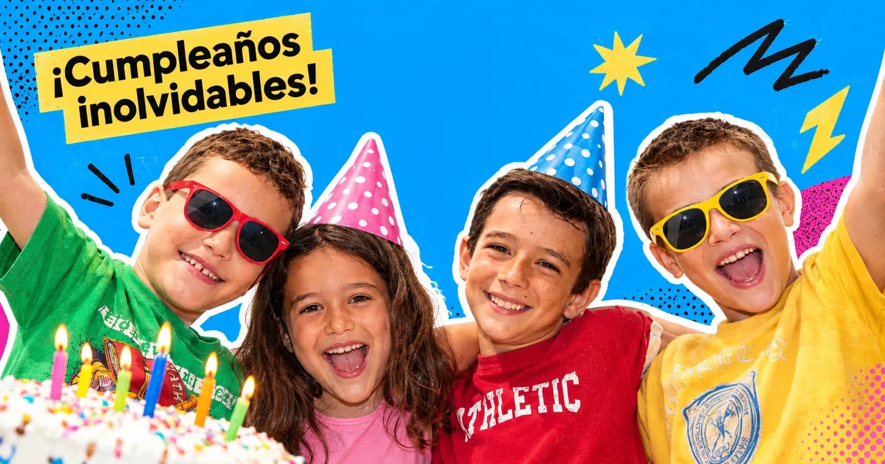 Niños celebrando un cumpleaños con actividades divertidas