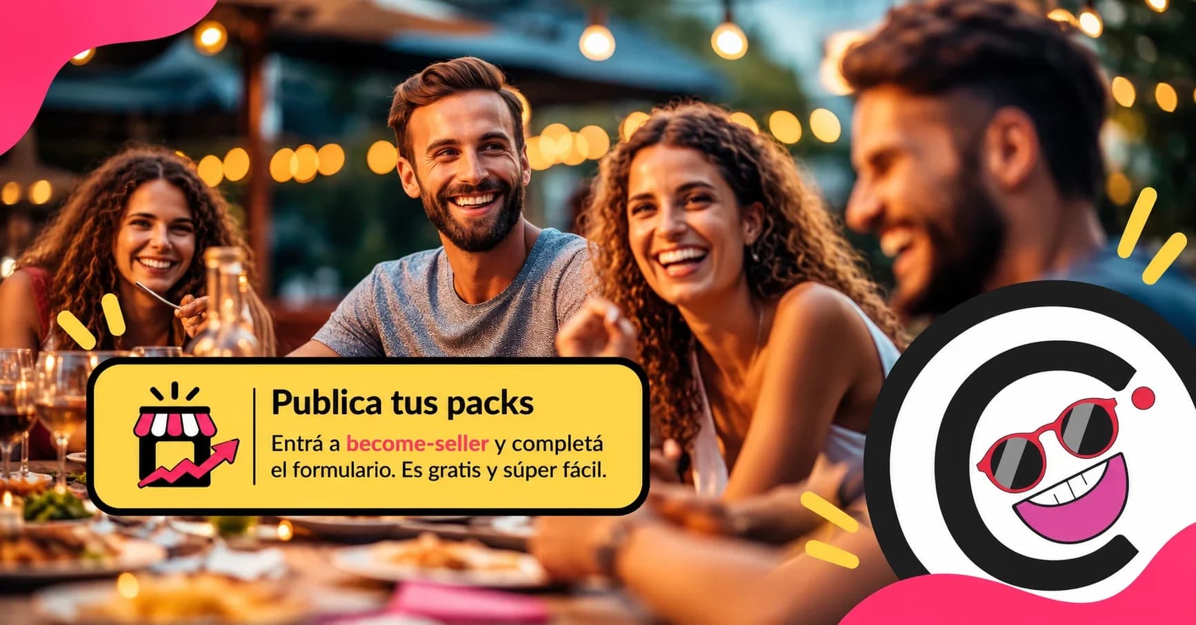 Grupo de personas disfrutando de una experiencia al aire libre, riendo y compartiendo un momento agradable.