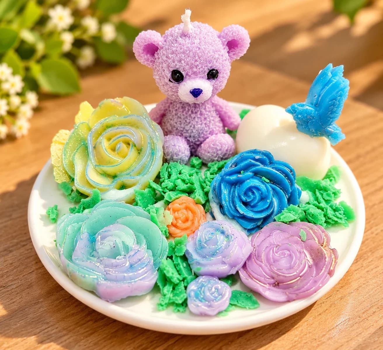 Osito de lavanda entre rosas mágicas.png
